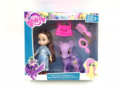 6寸实身迪士尼公主带搪胶小马宝莉带发夹带梳子带手提包