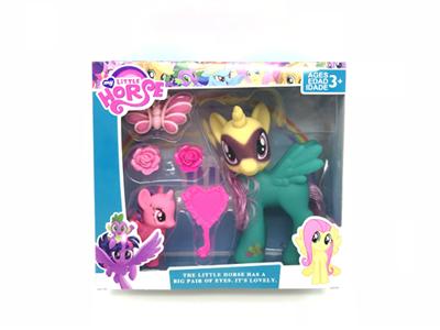 一只搪胶小马宝莉带梳子发夹