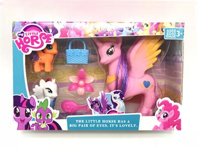 2搪胶小马宝莉和一只大号搪胶马宝丽带音乐带发夹带梳子带手提包