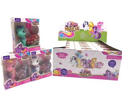 搪胶小马宝莉带披风带梳子12只展示盒