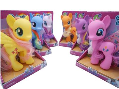 6款搪胶大号梦幻马宝丽带马贴带马梳混装马