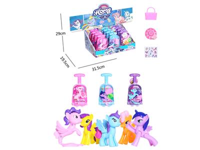 搪胶小马行李箱带手提包带帽子带马贴纸12PC混装