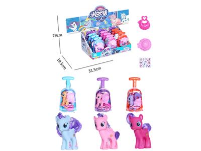 搪胶小马行李箱带手提包带帽子带马贴纸12PC混装