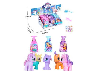 搪胶小马行李箱带梳子发夹带马贴纸12PC混装