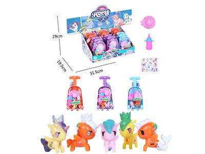 搪胶独角马行李箱带帽子奶瓶马贴纸12PC混装