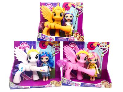 搪胶灯光音乐6关节马宝莉带6寸实身独角兽带魔术棒