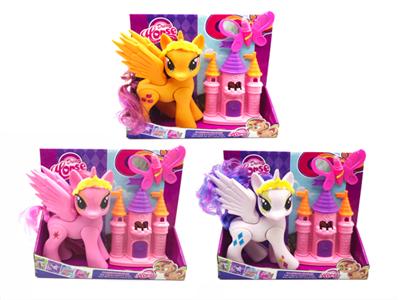 搪胶灯光音乐6关节马宝莉带马宝莉城堡带蝴蝶梳子镜子