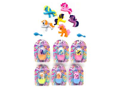 高档双面彩色图案吸塑塑料关节彩马宝莉6色混装带梳子