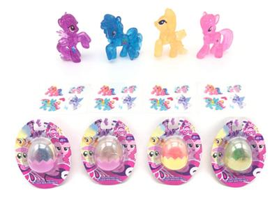 高档双面彩色图案吸塑塑料水晶马宝莉4色混装带马贴纸