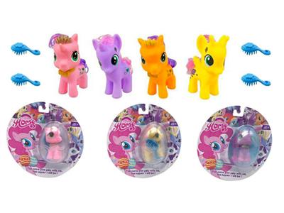 吸塑搪胶马宝莉4色混装带马梳子