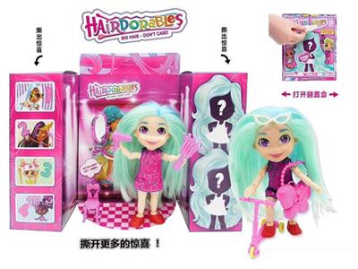 6寸实身惊喜美发娃娃带滑板梳妆台