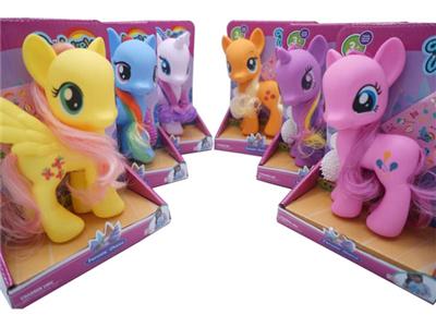 6款搪胶大号梦幻马宝丽带马贴带马梳混装马