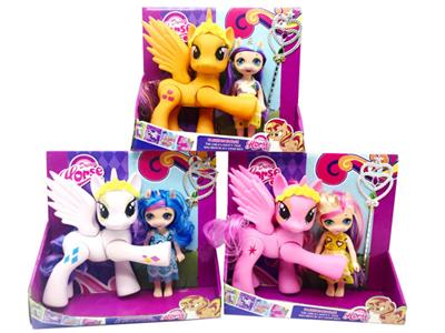 搪胶灯光音乐6关节马宝莉带6寸实身独角兽带魔术棒