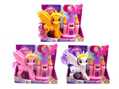 搪胶灯光音乐6关节马宝莉带马宝莉城堡带蝴蝶梳子镜子