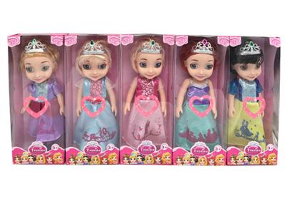 14寸3D眼6公主搪胶身体带音乐6款混装