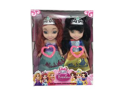 14寸3D眼双人6公主搪胶身体带音乐3款混装