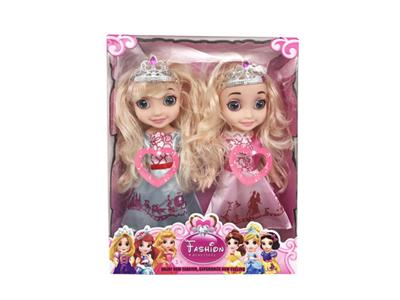 14寸3D眼双人6公主搪胶身体带音乐3款混装