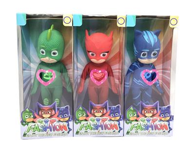 18寸搪胶身体睡衣小英雄带主题曲灯光音乐