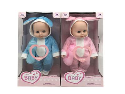 16寸3D眼搪胶娃娃带奶瓶带12声音乐