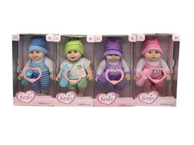16寸3D眼搪胶娃娃带奶瓶带12声音乐4款混装