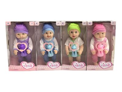 18寸4D眼搪胶娃娃带奶瓶带12声音乐4款混装