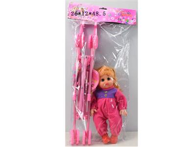 14寸空身弯脚活眼女孩带IC配推车