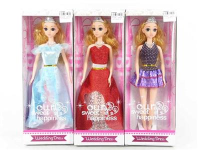 11.5寸3D眼睛晚装实身芭比三款混装带皇冠带项链