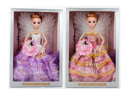 11.5寸12关节实身带音乐带蝴蝶翅膀3D眼睛婚纱芭比2款混装