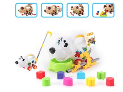 Dalmatian push-pull puzzle blocks open car