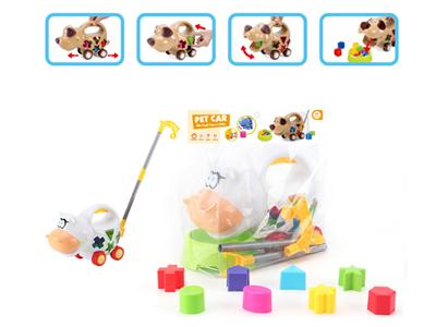 Cow push-pull puzzle building block open car