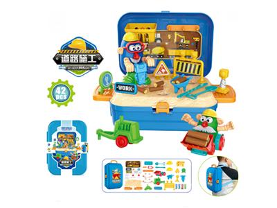 Road construction team color mud backpack box