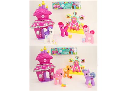 摩天轮套装/2款混装（配备城堡+3只马宝+3枚戒指）