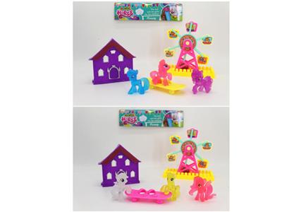 摩天轮套装/2款混装（配备房子+3只马宝+滑板）