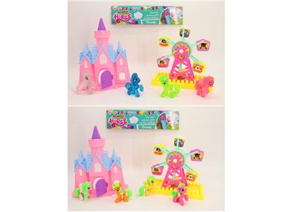 摩天轮套装/2款混装（配备城堡+4只马宝）