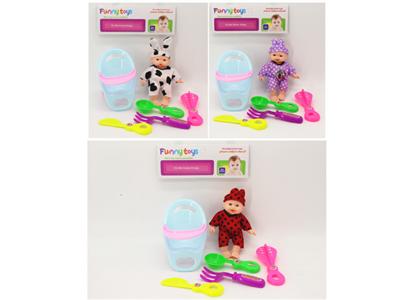 5寸表情娃娃和4件套餐具，餐椅