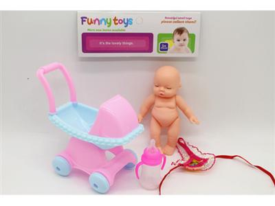5寸表情娃娃和奶瓶，婴儿推车