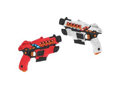 Two pairs of guns (red + blue)
