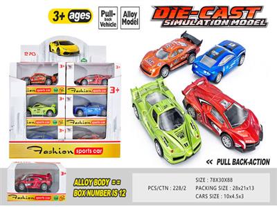 1:40 alloy car pull back (12 packs)