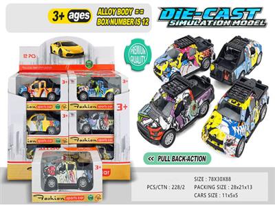 1:36 alloy car pull back (12 packs)