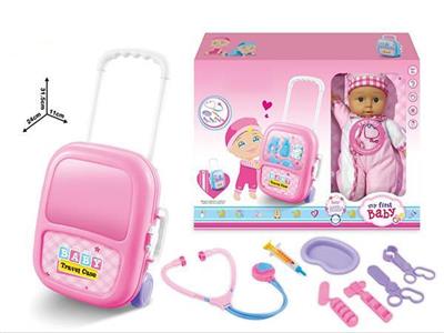 12寸娃娃IC配旅行箱过家家套装带配件
