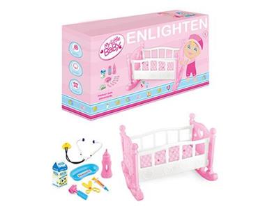 婴儿娃娃过家家套装床带配件