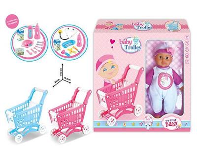 14寸娃娃IC过家家迷你购物车两色过配件