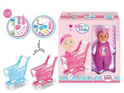 14寸娃娃IC过家家迷你购物车两色过配件