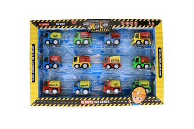 12 color box pull back cartoon engineering car