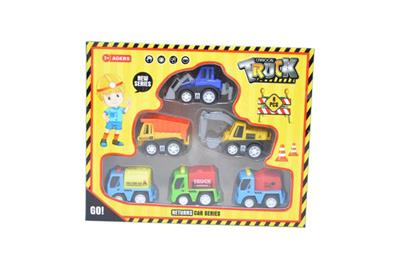 6 color box pull back cartoon engineering car
