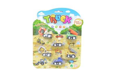 6 suction cups pull back cartoon engineering vehicle