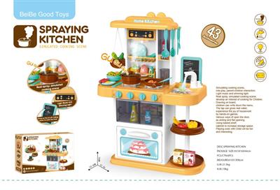 72CM喷雾厨房(带喷雾,灯光,音乐,出水功能)43PCS,不包电6*1.5AA
