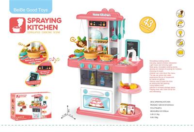 72CM喷雾厨房(带喷雾,灯光,音乐,出水功能)43PCS,不包电6*1.5AA