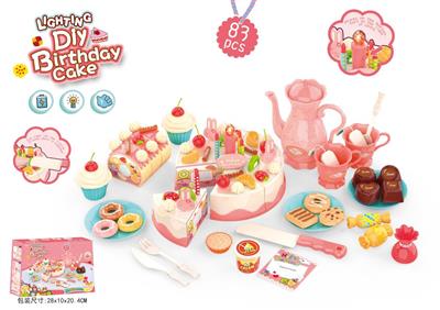 83PCS DIY水果灯光蜡烛蛋糕套装(包电/2粒AG3纽扣电池)