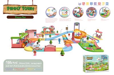 154PCS稚趣小镇智能识别场景轨道组合套装 (5场景 /7个感应不包电1.5V 3AA+3AAA)